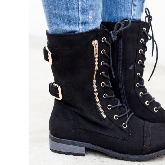 Fletch Buckled Military Combat Rugged Boot - Picture 3 of 3